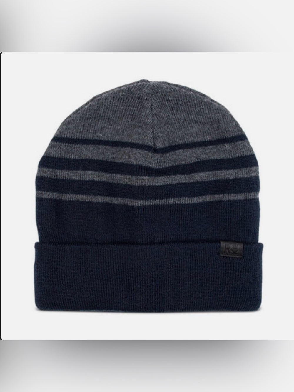 Reaction Kenneth Cole Striped Knit Beanie in Gray and Navy NWT